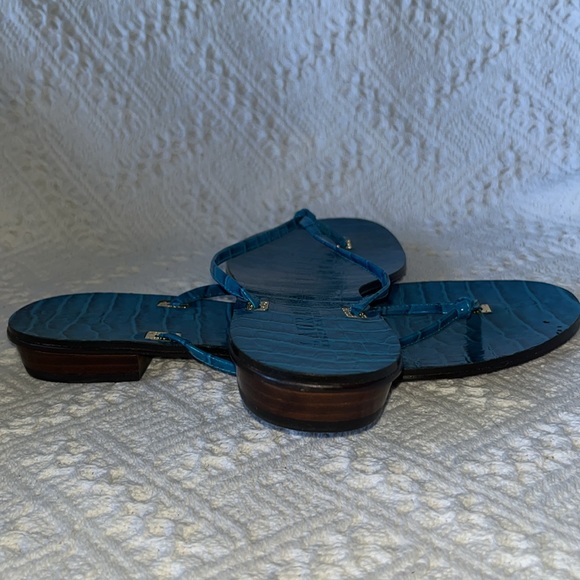 Lauren Ralph Lauren Ocean Blue Leather Thong Sandals 8.5 M - Picture 5 of 6